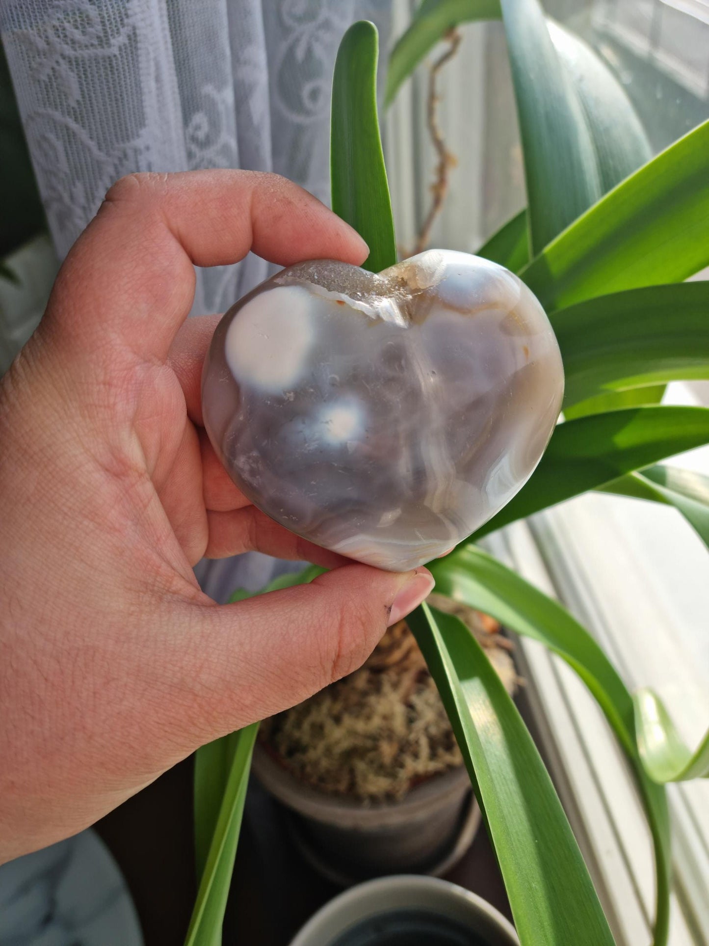 Druzy, Banded Orca Agate Heart