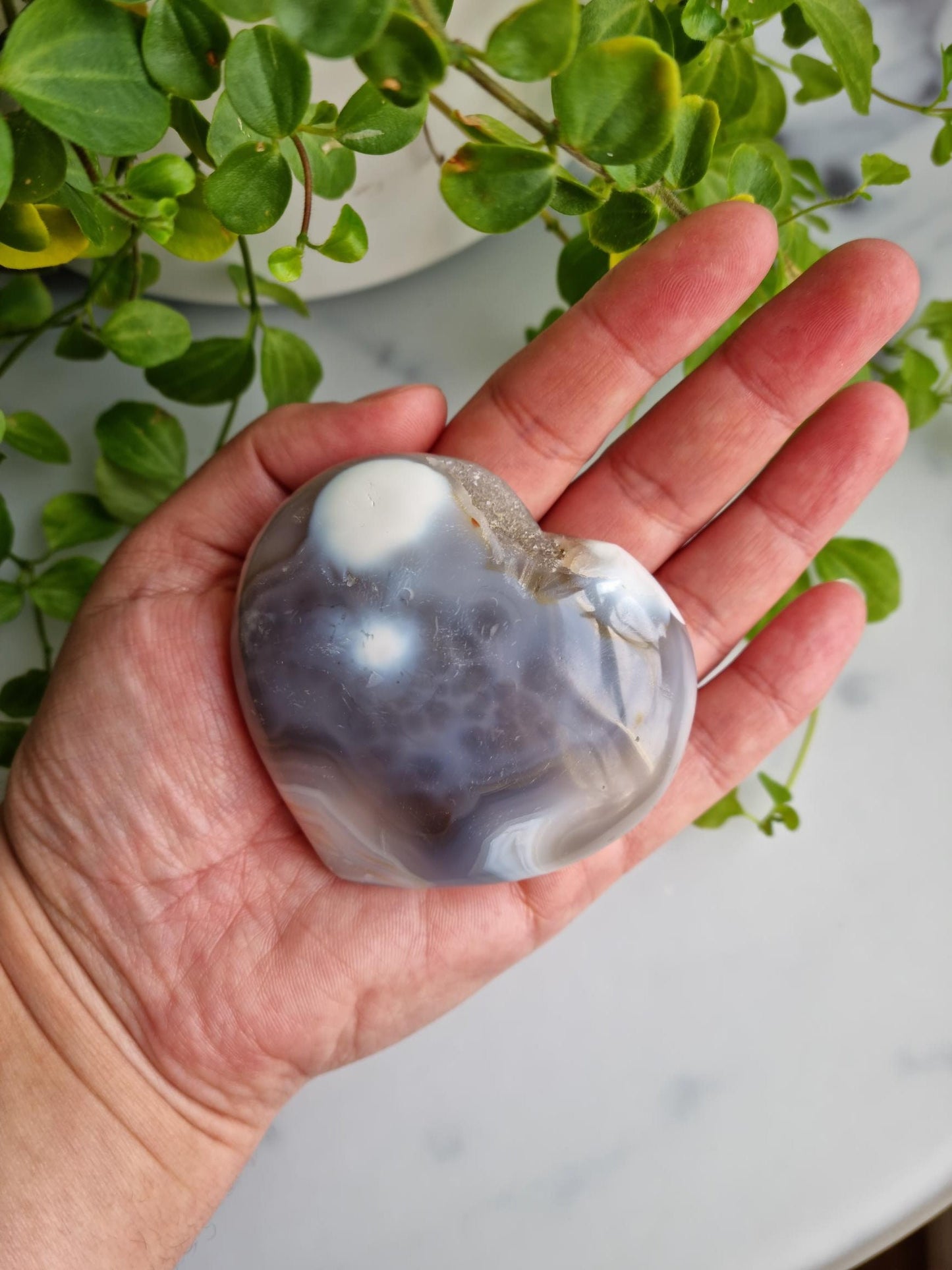 Druzy, Banded Orca Agate Heart