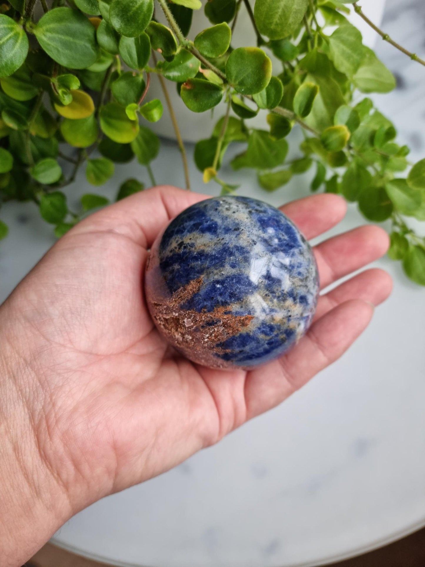 Gorgeous Sodalite Sphere with Iron Inclusions