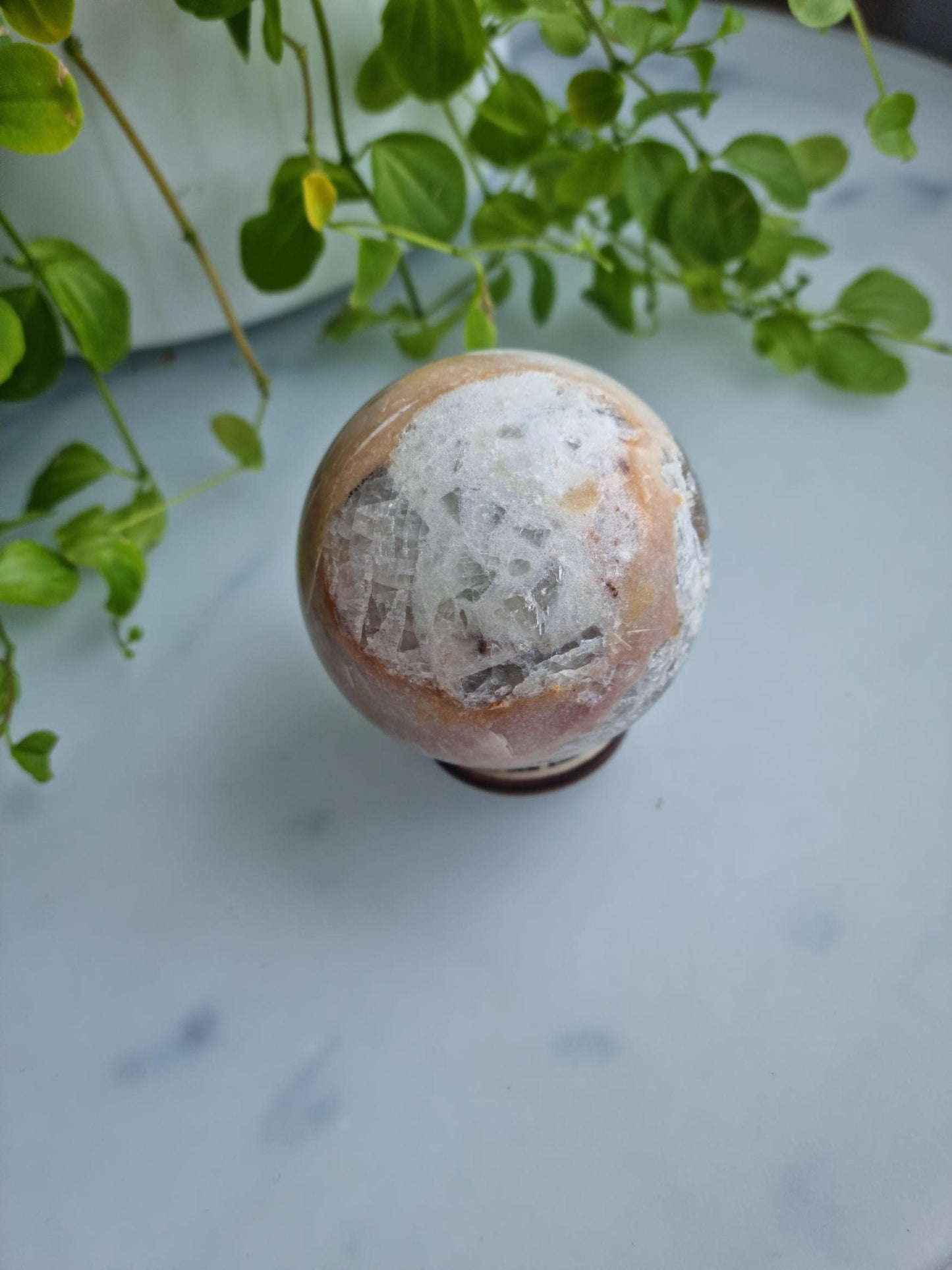 RARE FIND, Gorgeous Sphalerite Quartz Jasper Druzy Sphere With Iron Inclusions