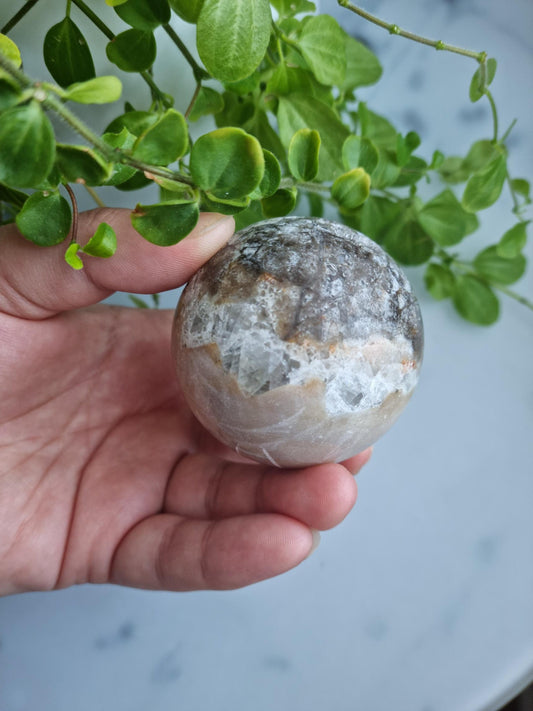 RARE FIND, Gorgeous Sphalerite Quartz Jasper Druzy Sphere With Iron Inclusions