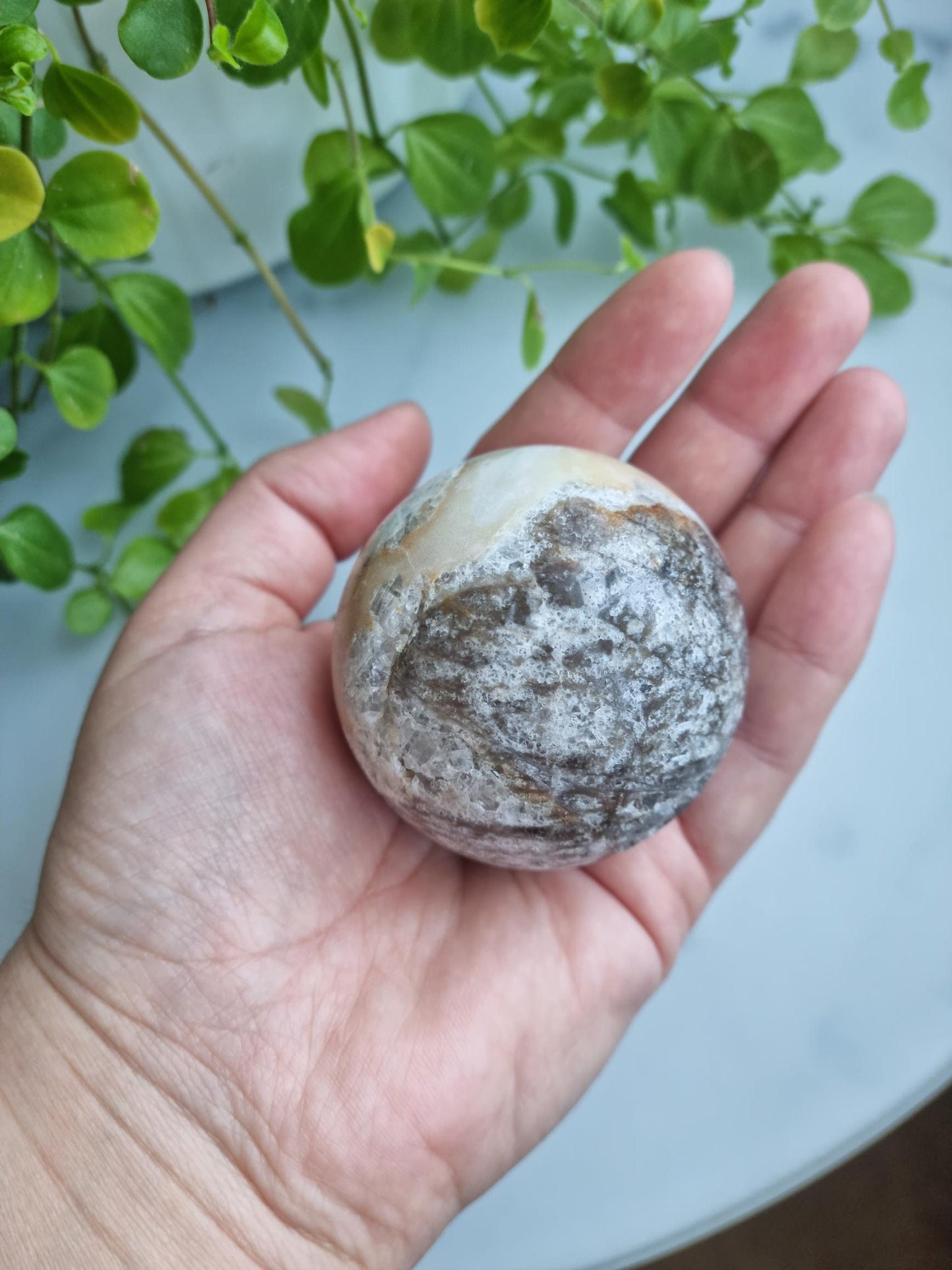 RARE FIND, Gorgeous Sphalerite Quartz Jasper Druzy Sphere With Iron Inclusions