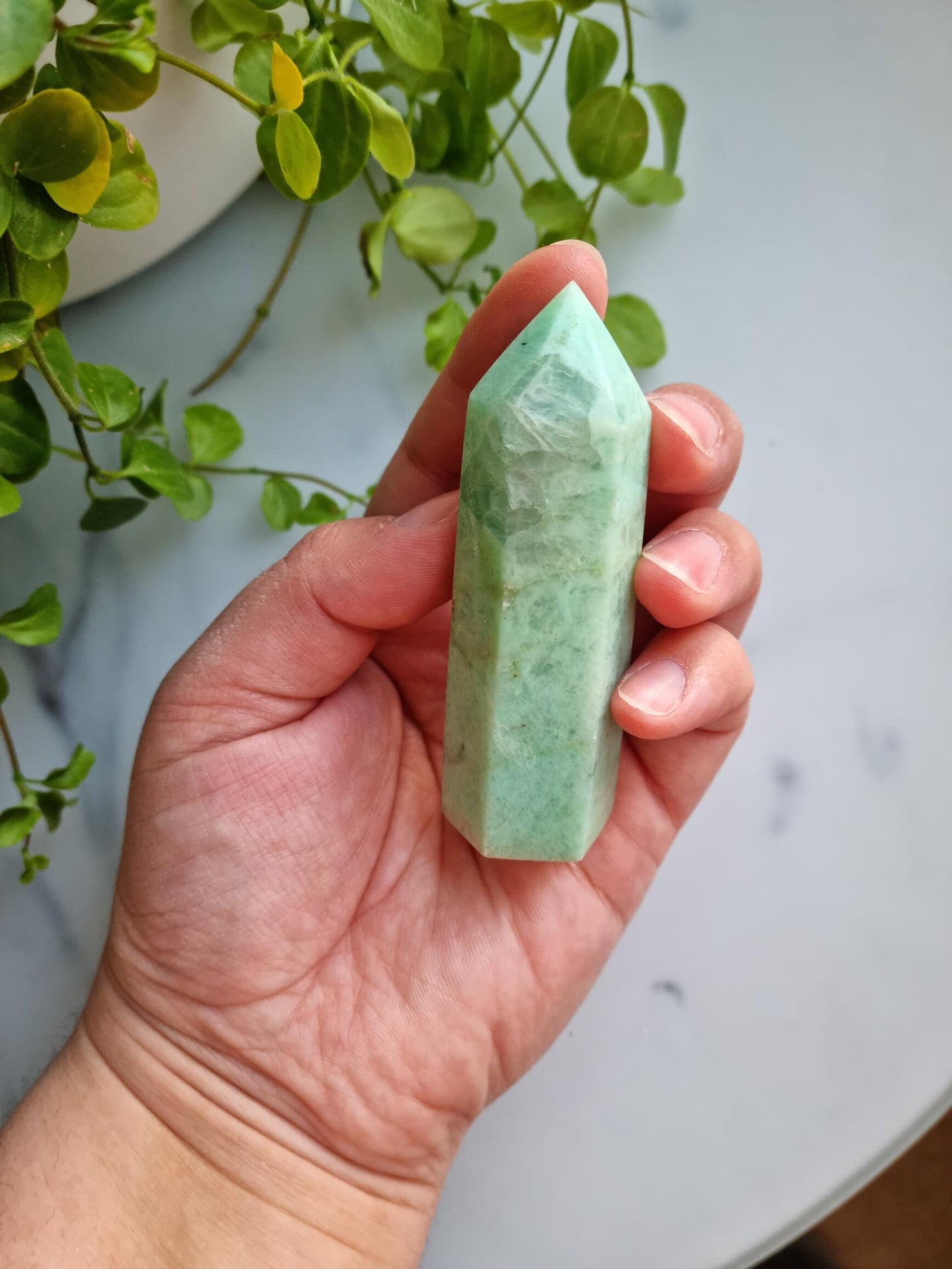 Gorgeous Amazonite Tower with Quartz, Black Tourmaline and Iron inclusions