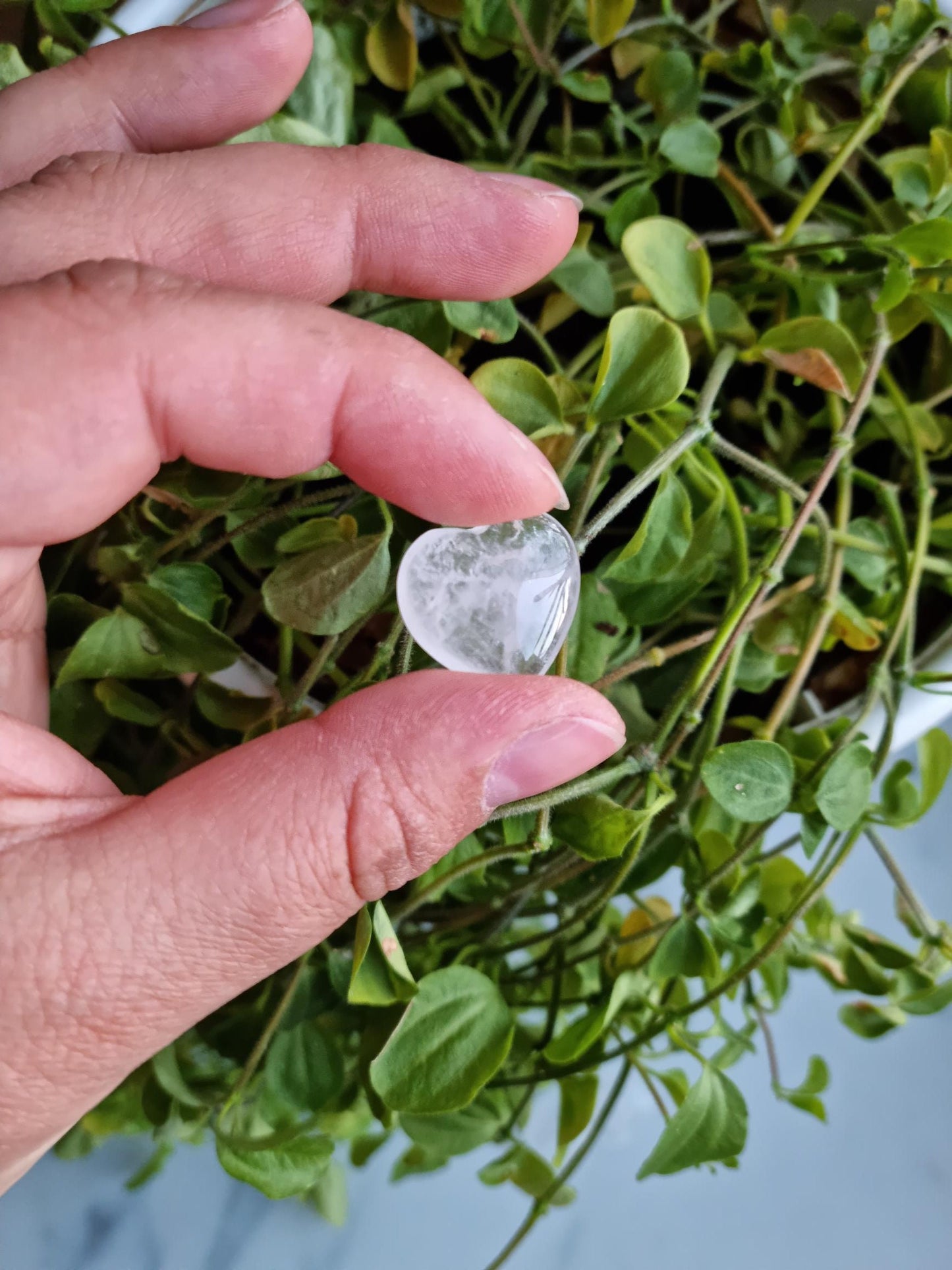 One (1) Clear Quartz Mini Heart