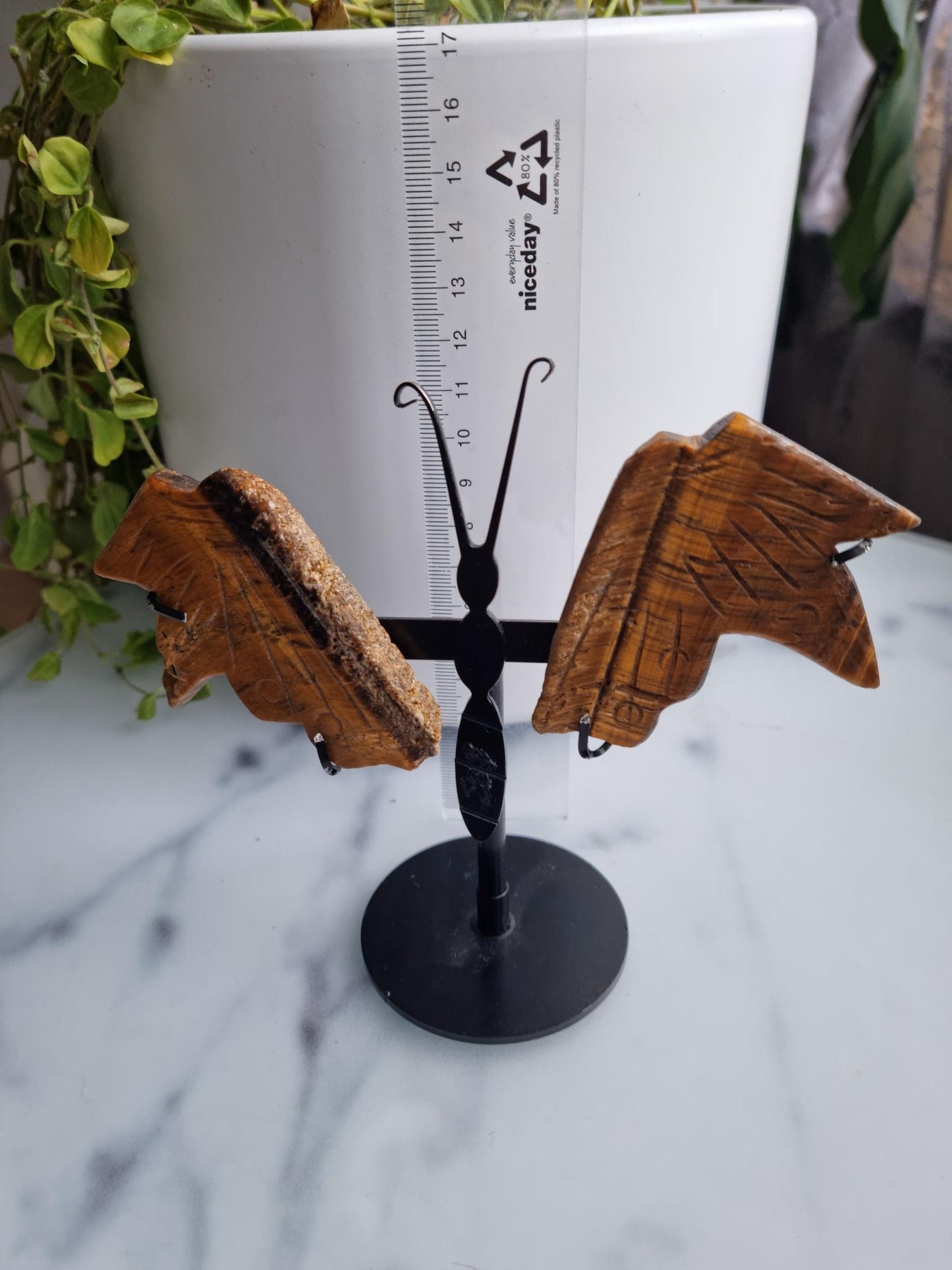 Tiger's Eye Butterfly Wings on A Stand, (Imperfect)