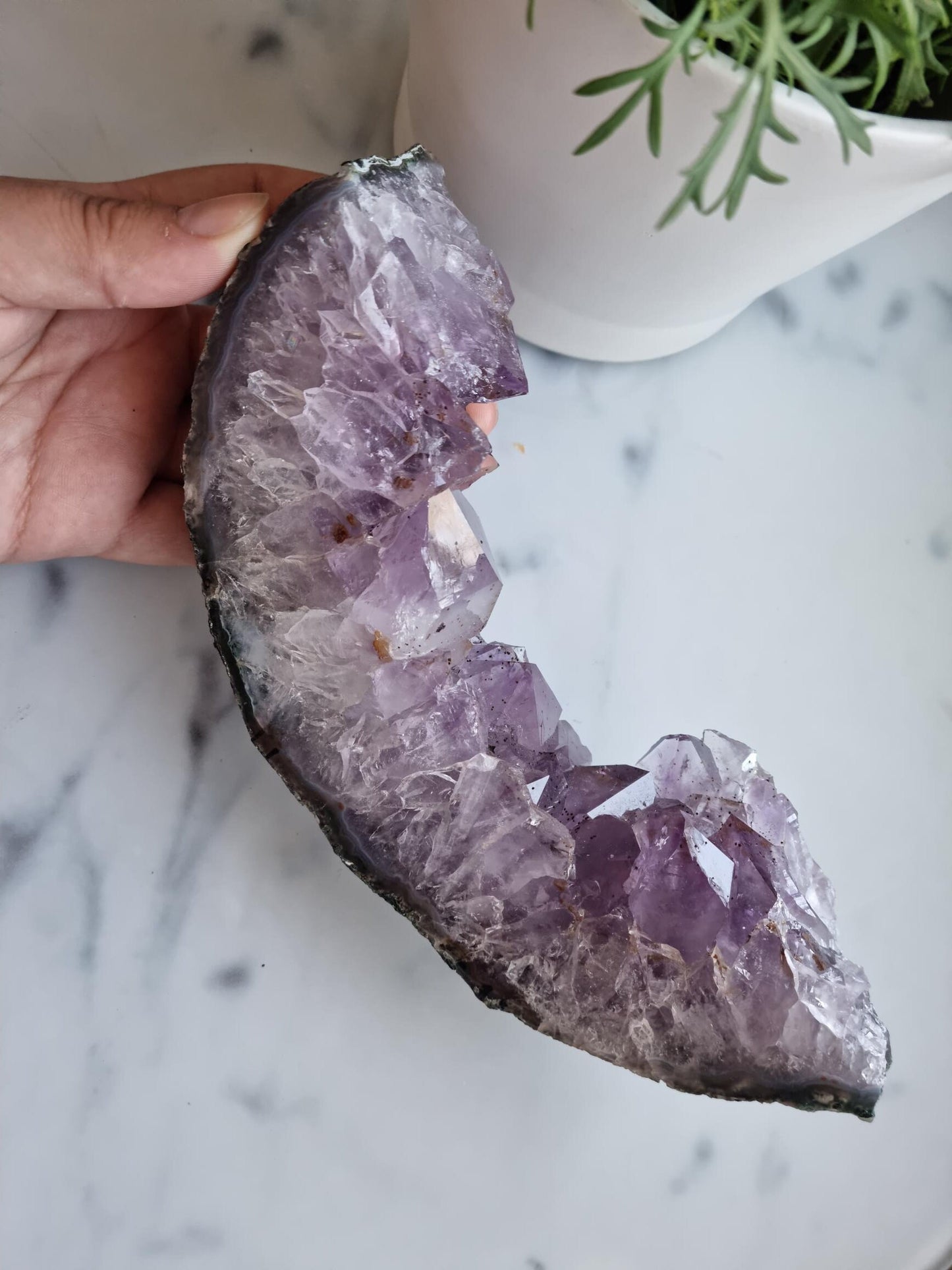 Gorgeous High Grade Amethyst With Banded Agate Base And Golden Healer, Filled With Rainbows