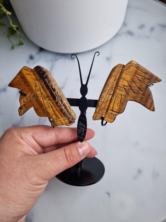 Tiger's Eye Butterfly Wings on A Stand, (Imperfect)