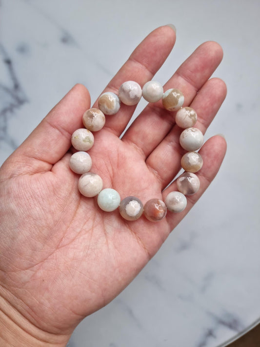Gorgeous Green Flower Agate Bracelet