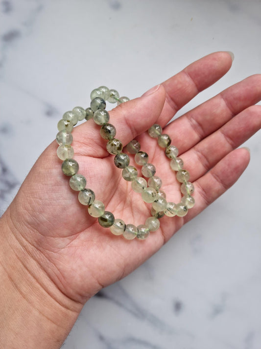 One (1) Gorgeous Prehnite With Epidote Bracelet