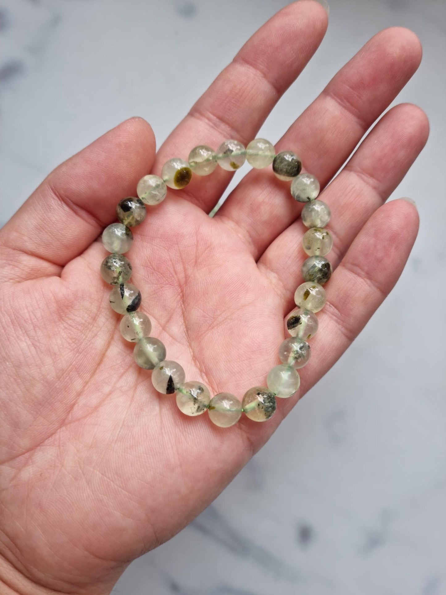One (1) Gorgeous Prehnite With Epidote Bracelet