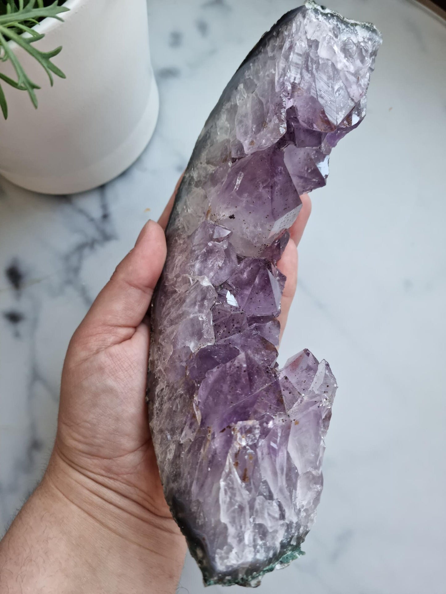 Gorgeous High Grade Amethyst With Banded Agate Base And Golden Healer, Filled With Rainbows