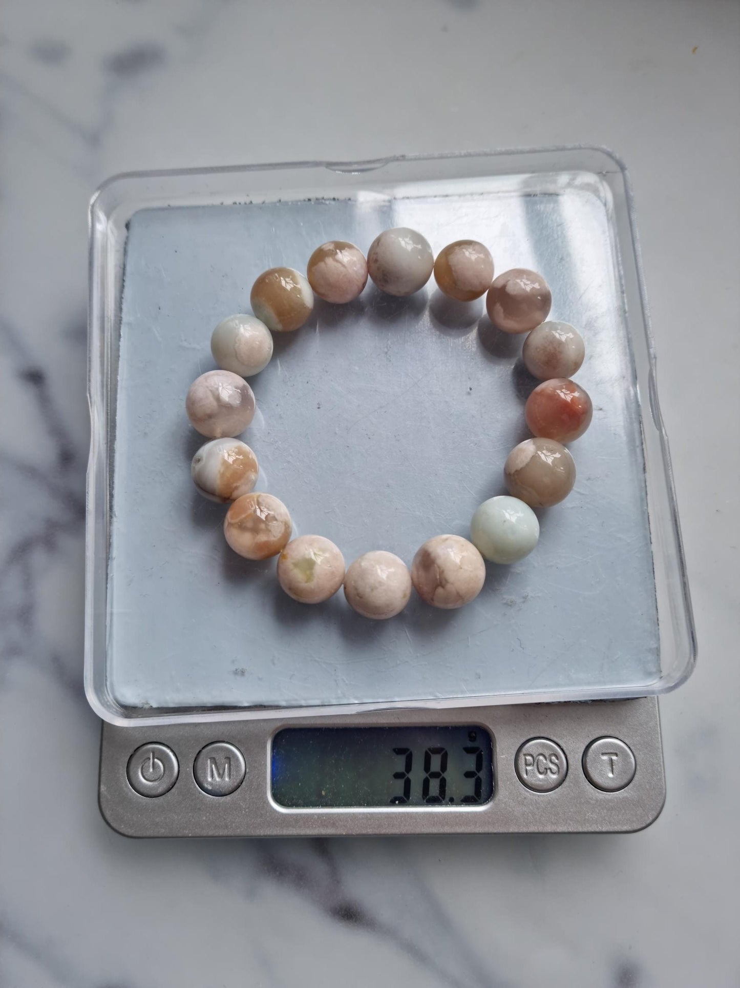 Gorgeous Green Flower Agate Bracelet