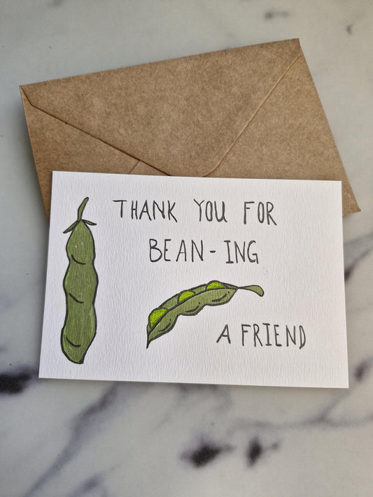 Unique Handmade Greeting Card "Bean" with Envelope