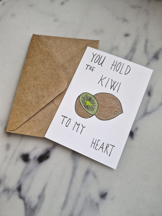 Unique Handmade Greeting Card "Kiwi" with Envelope