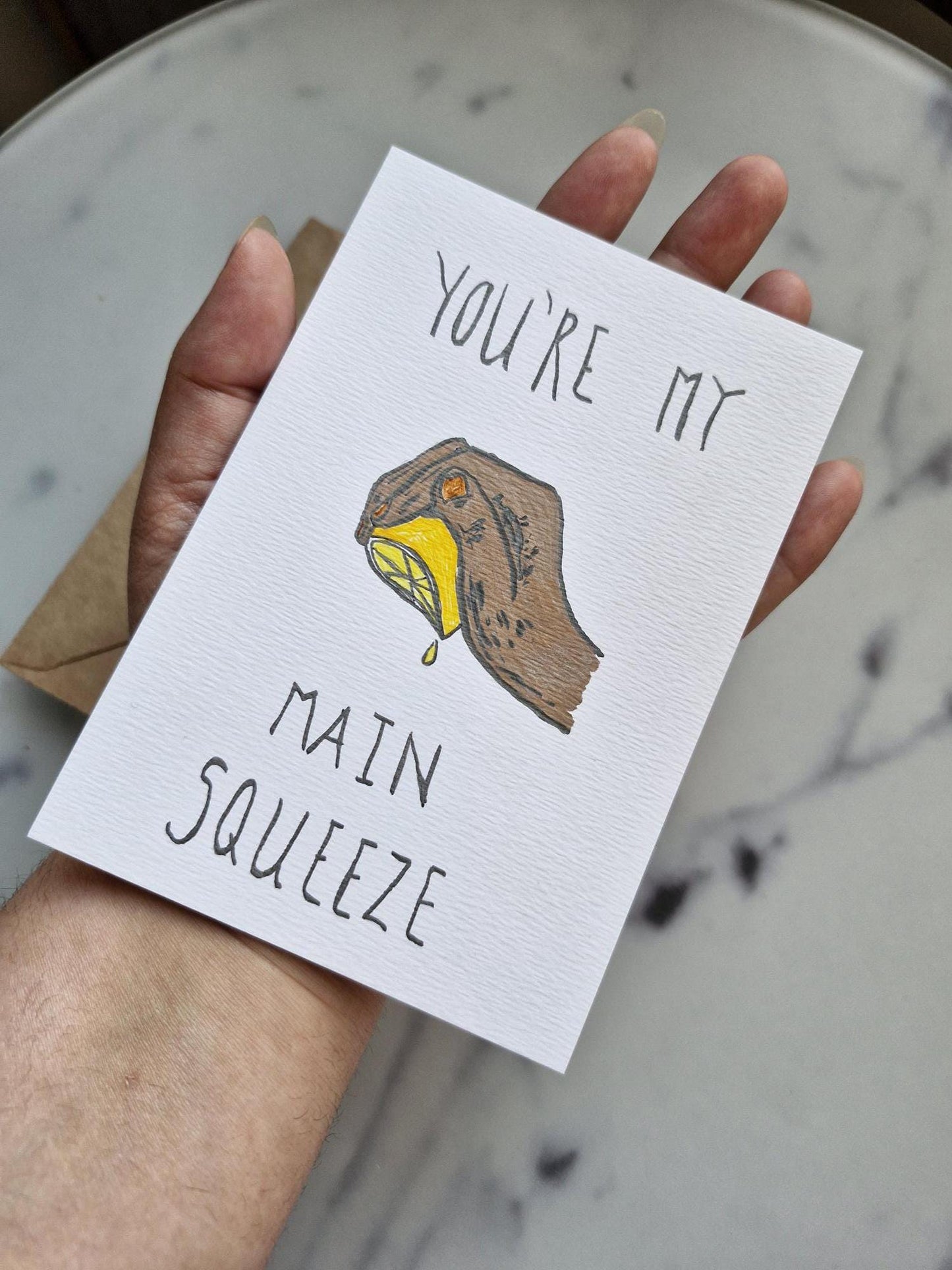 Unique Handmade Greeting Card "Lemon" with Envelope