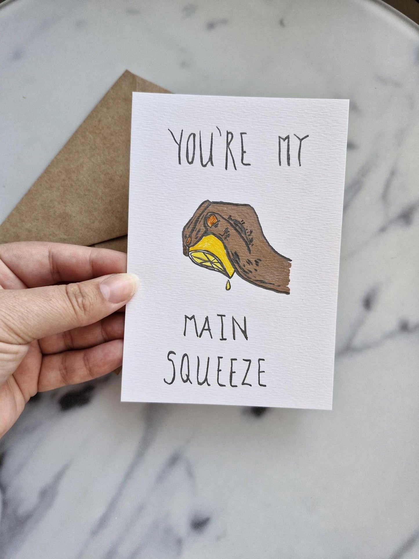 Unique Handmade Greeting Card "Lemon" with Envelope