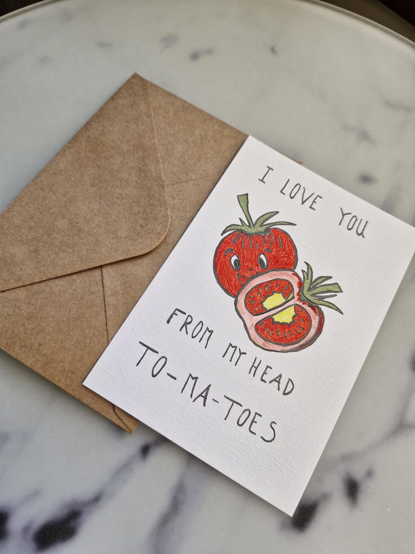 Unique Handmade Greeting Card "Tomato" with Envelope