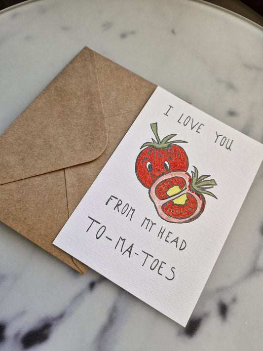 Unique Handmade Greeting Card "Tomato" with Envelope