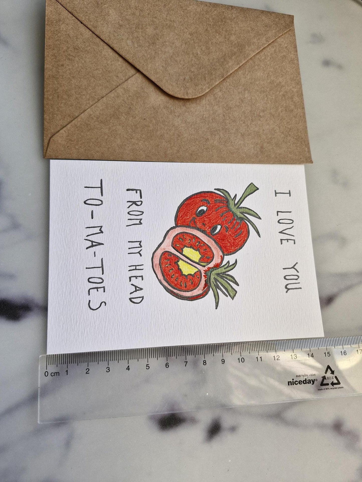 Unique Handmade Greeting Card "Tomato" with Envelope