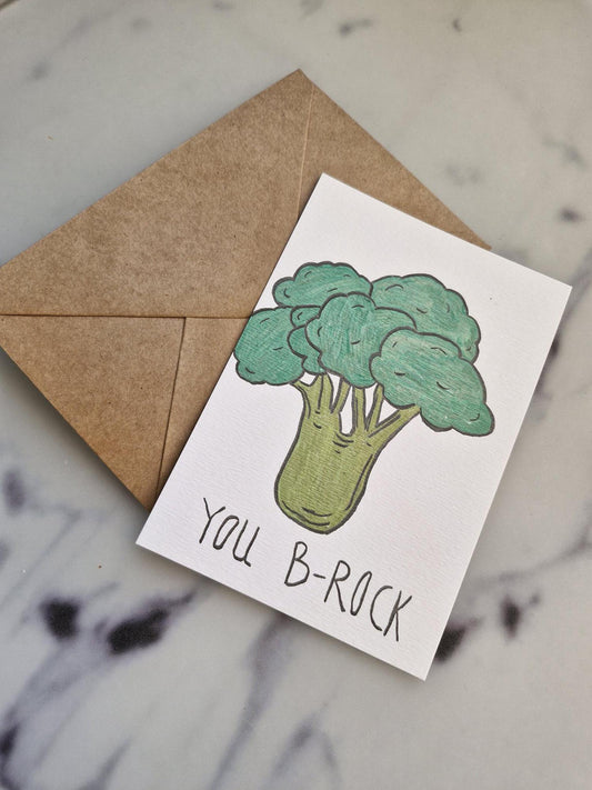 Unique Handmade Greeting Card "Broccoli" with Envelope