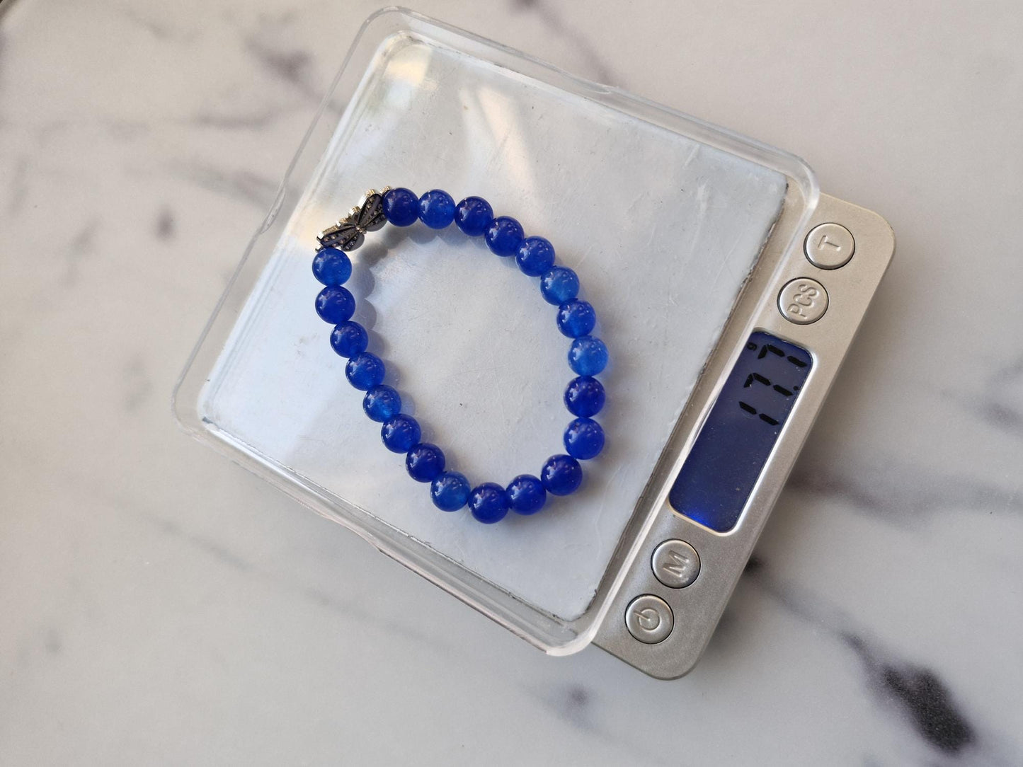 Gorgeous Blue (Dyed) Agate Bracelet with Butterfly Charm
