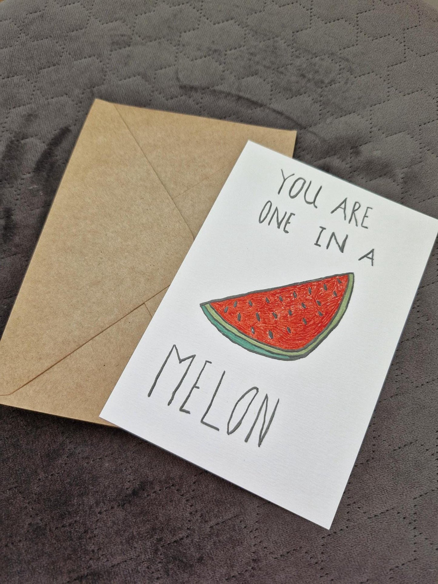 Unique Handmade Greeting Card "Melon" with Envelope
