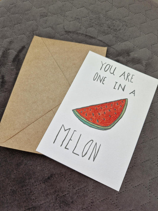 Unique Handmade Greeting Card "Melon" with Envelope