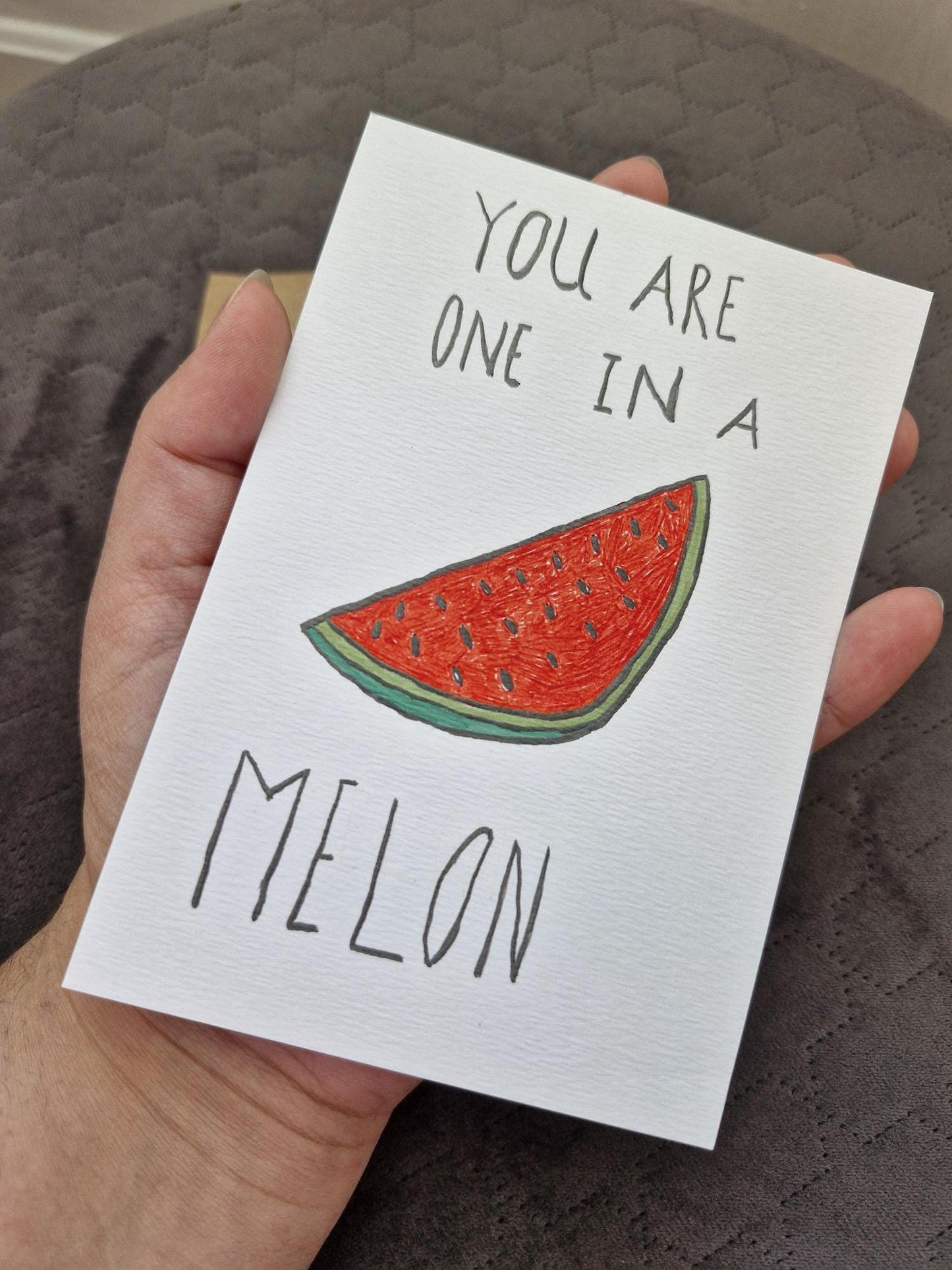Unique Handmade Greeting Card "Melon" with Envelope